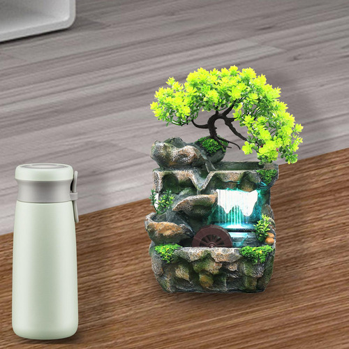 Fonte De Água Interna Com Luz Colorida 110v Mini Cascata