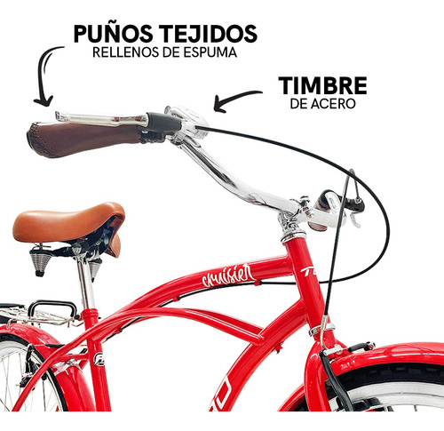 Bicicleta Cruisier Urbana R26 Hombre Vintage Freno V-brake Color Rojo Tamaño del cuadro M