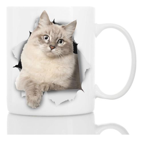 Taza De Café Con Diseño De Gato Siberiano, Divertida Taza De