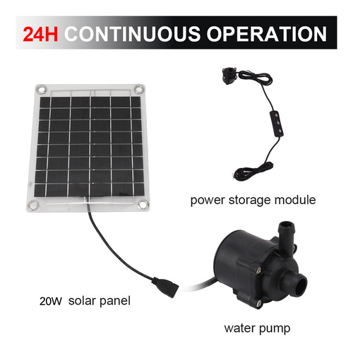 Kit De Bomba De Agua Solar De 20 W Con Función Sumergible