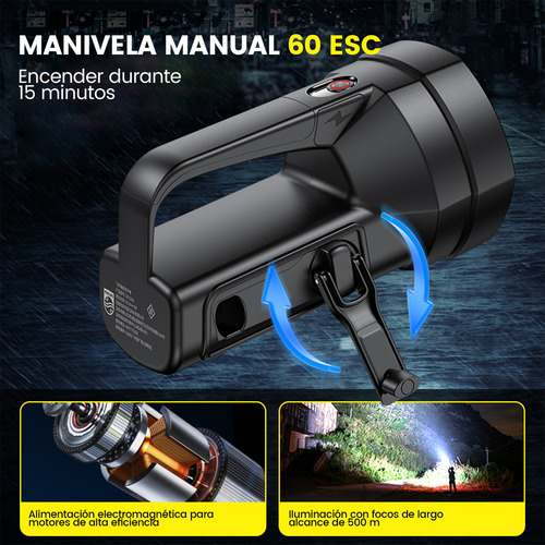 Philips Linterna Led Potente Recargable, Resistente Al Agua, 1500 Lm, 30 W, Luz Potente, Alcance Ultra Largo, Luz Blanca, Para Pesca Al Aire Libre, Batería De Larga Duración, Sfl-3241