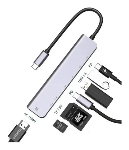 Adaptador 6x1 Type C X Hdmi 4k Usb-c Compativel Macbook S21