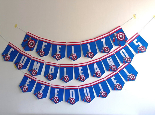 Banderines Capitán América Cumpleaños Decoración