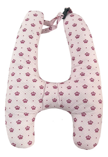 Almofada De Dormir De Carro Em Forma H Com Encosto De Cabeça Cor Coroa Rosa Desenho Do Tecido Estampado