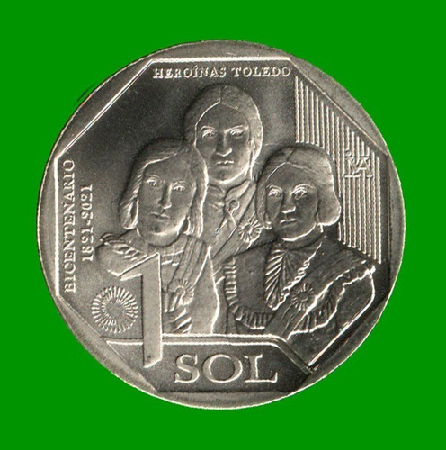 Moneda Peru 1 Sol, Conmemorativa, Heroinas, Año 2020, Nueva.