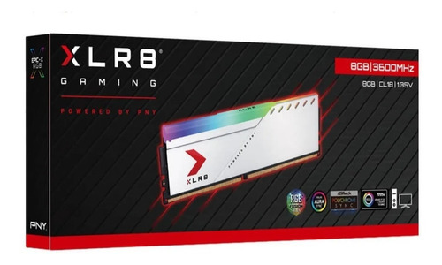 Imagen 2 de 2 de Memoria Pc Ddr4 8gb 3600mhz (1x8gb) Pny Xlr8 Rgb Silver
