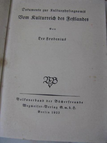 Mercurio Peruano: Libro Fisonomia Cultura Frobenius 1923 L3