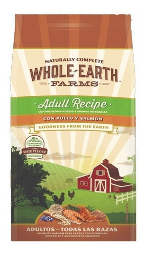 Alimento Whole Earth Farms Recipe para perro adulto todos los tamaños sabor pollo y salmón en bolsa de 12 kg