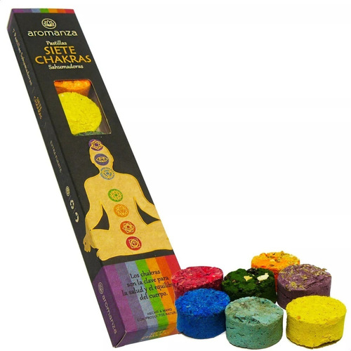 Sahumerio 7 Chakras Pastillas Sahumadoras Aromanza X8 Und.