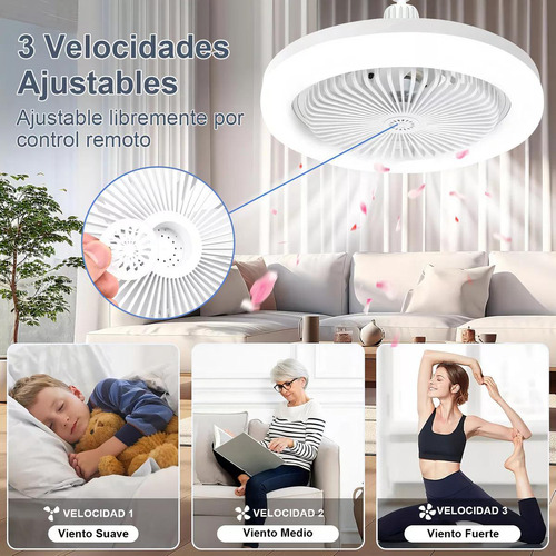 Ventilador De Techo Con Luz Led Y Mando A Distancia 2 Piezas 60hz Blanco Plástico 5