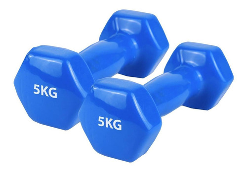 Set 2 Mancuernas De Goma 5kg Pesa Ejercicio Azul Oferta