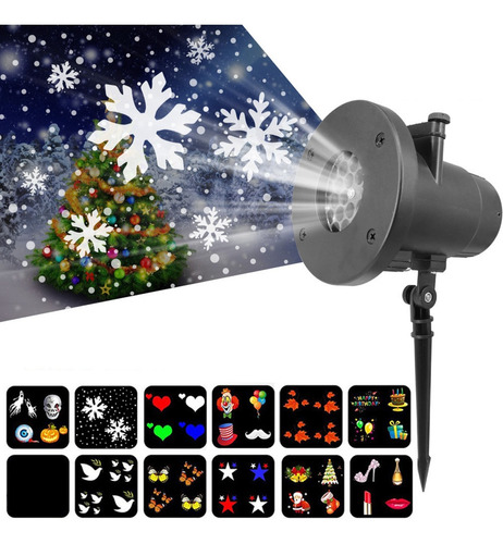 Navidad Copo De Nieve Led Proyector Láser Luces 12patterns