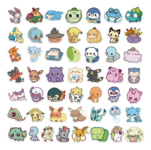 50 Pokémon Stickers Impermeables Pegatinas Pvc Calcomanías