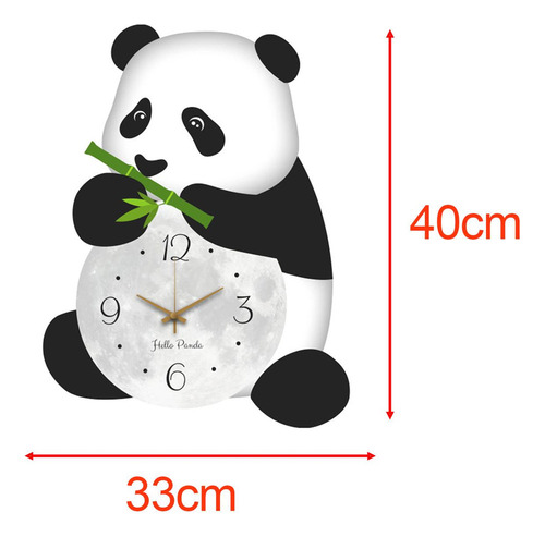 Relógio De Parede Com Design De Panda, Lindo, Grande,