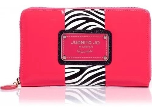 Billetera Mujer Juanita Jo Rosa Elegante Charol+lata 30105