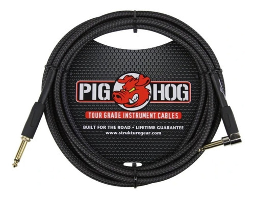 Cable de instrumento tejido negro Pig Hog, 3 metros, conector L