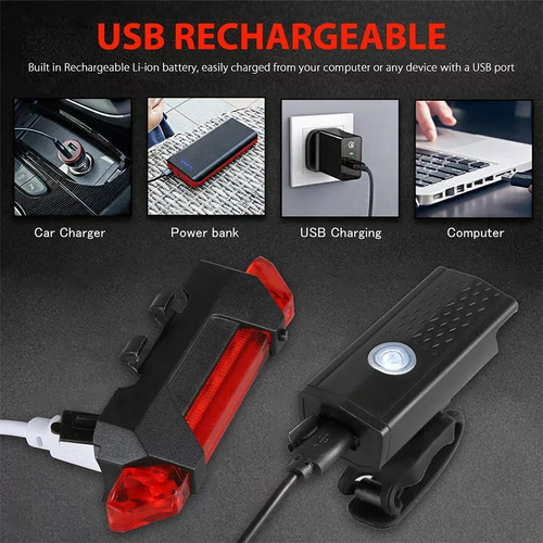 Luces Led Lampara Bicicleta Recargable Led Delantera Trasera