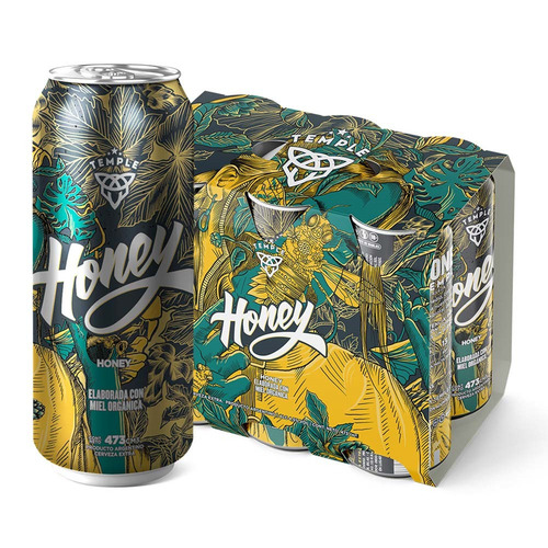 Imagen 1 de 1 de Cerveza Temple Honey rubia lata 473 mL 6 u