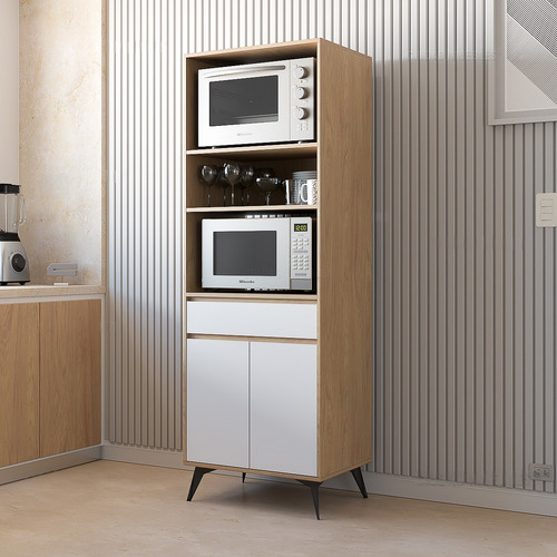 Mueble Porta Microondas Y Horno Alacena De Cocina 64x183x45