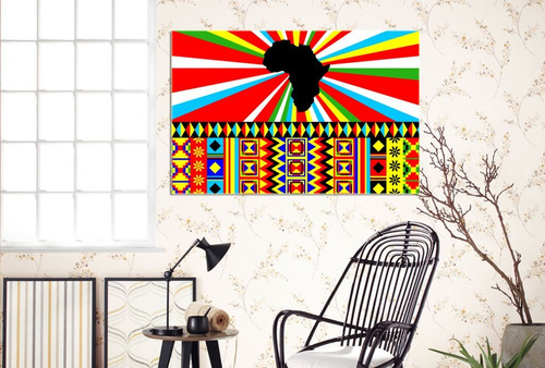 Cuadro 30x45cm Arte Africa Africano Dibujo Rustico Color M7