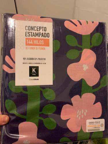 Funda De Plumón King Azul Con Florcasaideas