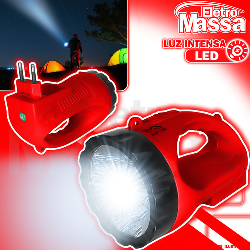 Lanterna 12 Led Recarregável Portátil Longo Alcance 900 Mah Potente 110/220v