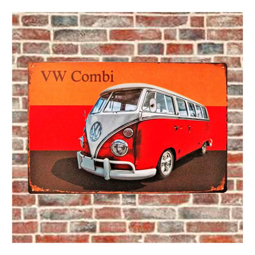 Placa Metal Decorativa Vw Combi Alemã Retro Garagem 30x20cm