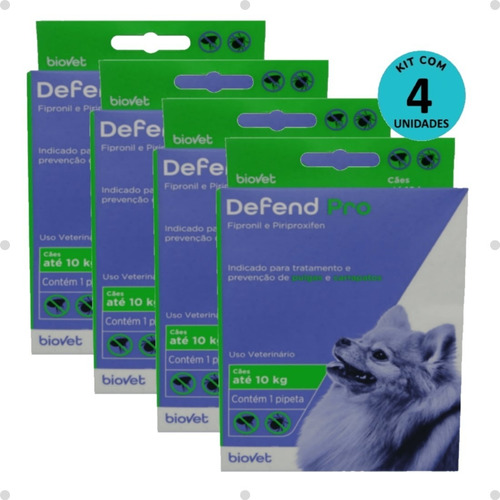 Kit 4 Defend Pro Cães (até 10kg) - Biovet Cor Verde