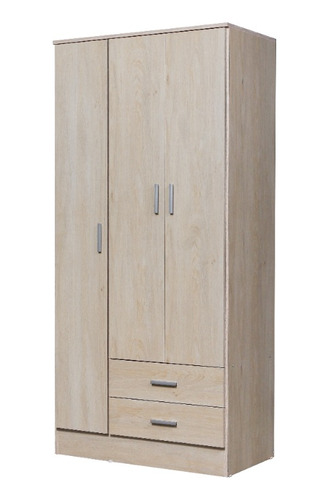 Placard Ropero Eco 86x182x47 Cm 3 Puertas 2 Cajones Blanco  