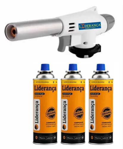 Kit Macarico Acendimento Automatico C 3 Refis Gas 227g