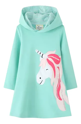 Vestido Algodón Manga Larga Capucha Niñas
