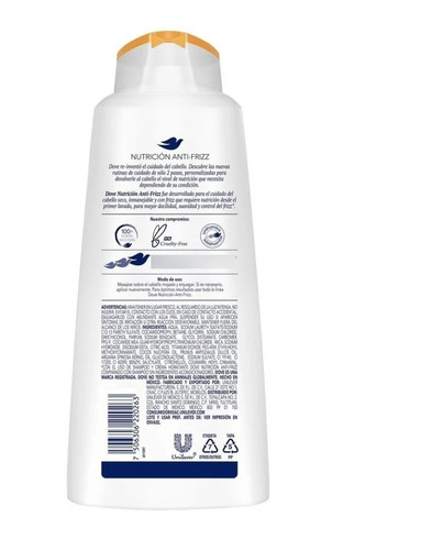 Shampoo Anti-frizz Cabello Seco Dove Nutrición 675ml 2 Pack