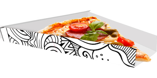 Caixa P/ Pizza Fatia 500 Unid. Branco/preto 2x17x18cm