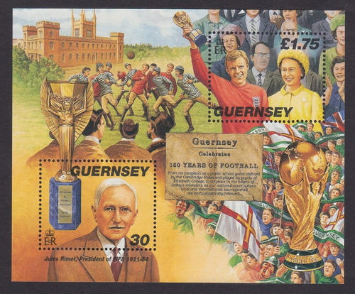 Guernsey 1998 , 150 Aniversario Del Futbol , Hoja Souvenir