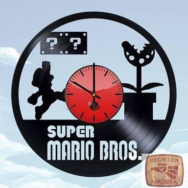 Reloj Corte Laser 0435 Super Mario Bros Con Planta Y Blocks