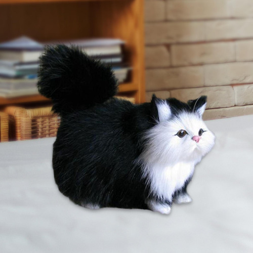 Juguete De Simulación De Gatos De Peluche Suave, Negro