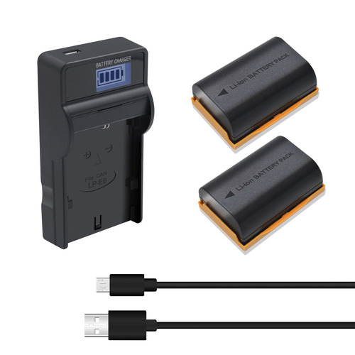 2 Lp-e6 Rechargerable Batería De Li-ion + Cargador Para R De