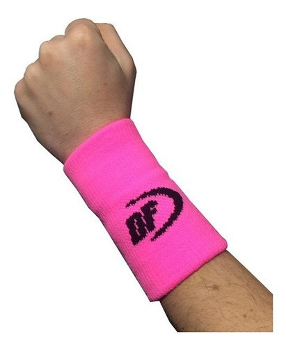 Muñequera Toalla Por Par 15 Cm Rosa Fluor Deportes Full