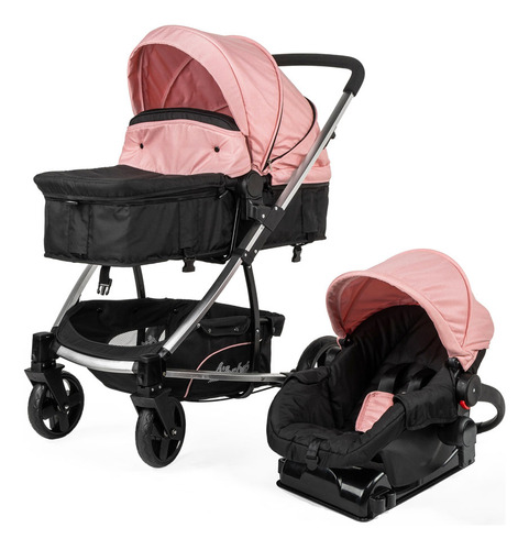 Carriola D Bebe Eclipse Travel System Con Autoasiento Color Rosa Chasis Plateado