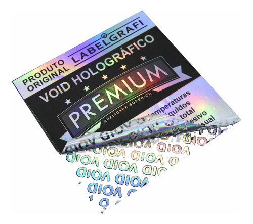 Lacre Void Holográfico Premium Personaliza 20x5mm 2000un Cor