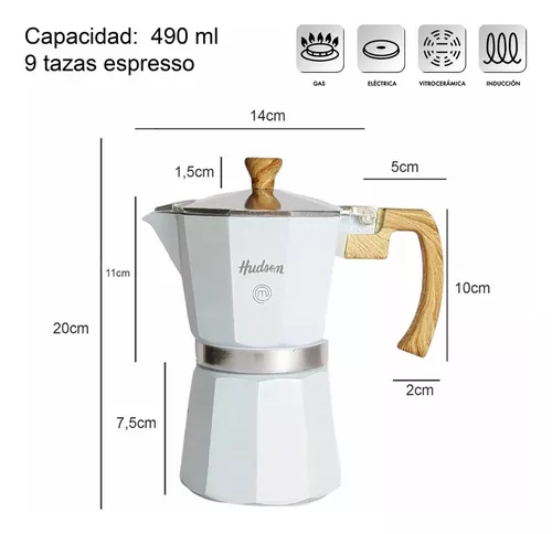 Cafetera Aluminio Pulido Hudson Tipo Italiana 9 Tazas - $ 40.031