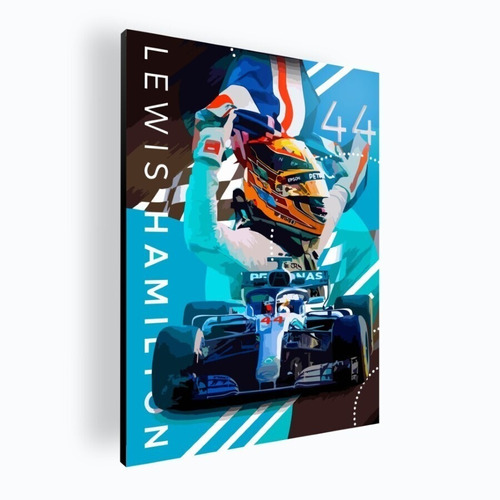 Cuadro Moderno Mural Poster Lewis Hamilton 42x60 Mdf