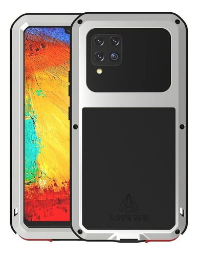 Funda Resistente Para Samsung Galaxy A42 +vidrio Plateado