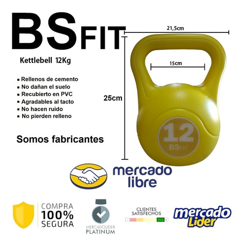 Imagen 2 de 7 de Kit Combo Pesas Rusas Kettlebell 12 Y 14kg Fitness Mancuerna