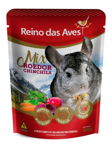 Ração Para Chichila Gold Mix Premium 500g Reino Das Aves