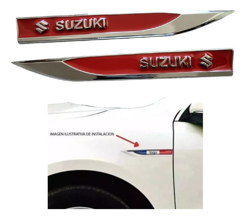 Emblemas Espadines Rojos Adheribles Suzuki Aerio 2006