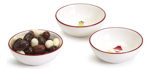 Twos Company Merry And Bright Set Of 3 Christmas Tidbit Bowl