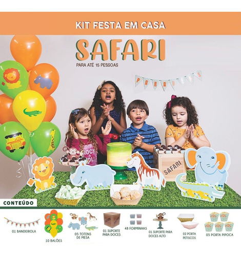 Imagem 1 de 10 de Kit Festa Safari Happy Day Festa Em Casa Decoração