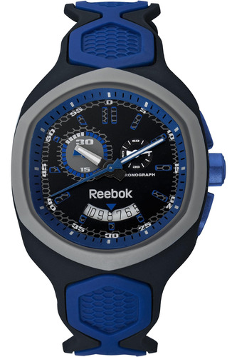 Reloj Reebok Hexablade Chrono Hombre Fecha Negro Azul Y Gris