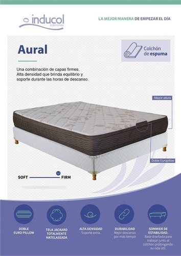 Imagen 6 de 7 de Colchon Espuma Alta Densidad Inducol Aural Extra Firm 80x190